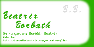 beatrix borbath business card